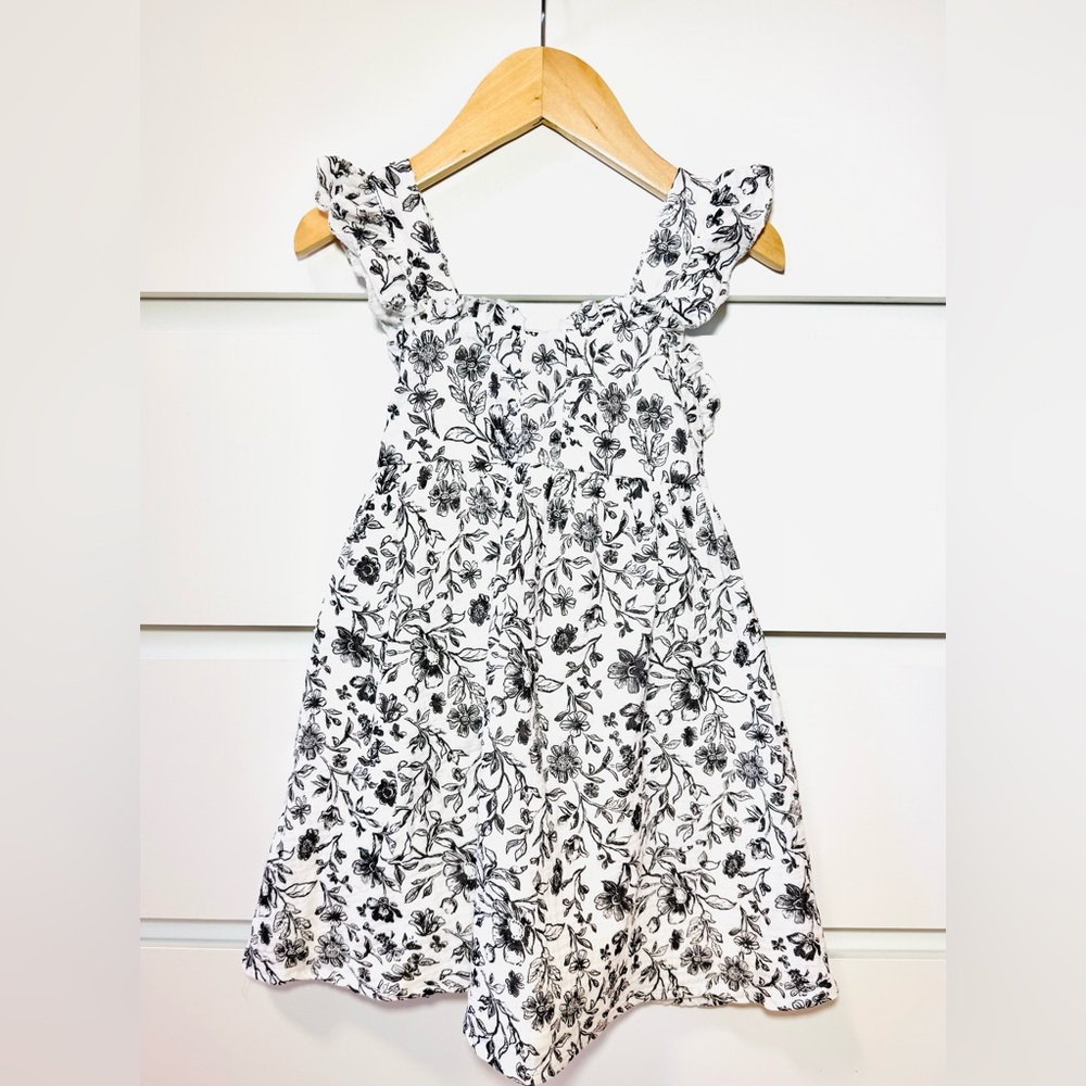 Rachel Zoe White 100% Cotton Dress with Black Floral Print - Size: 4T - NWT!